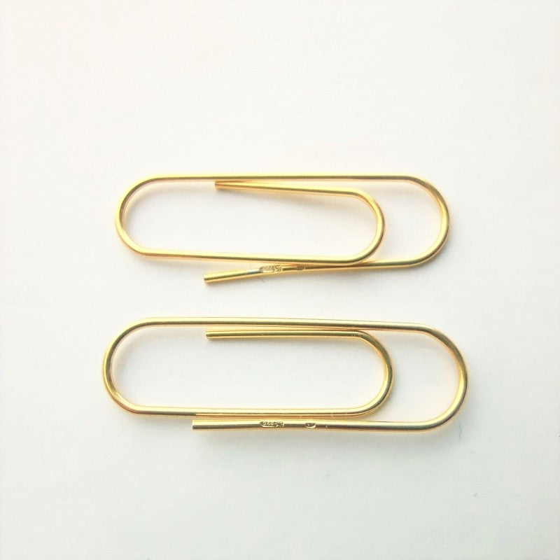 Sterling Silver Gold Plated Paper Clip Drop Earrings