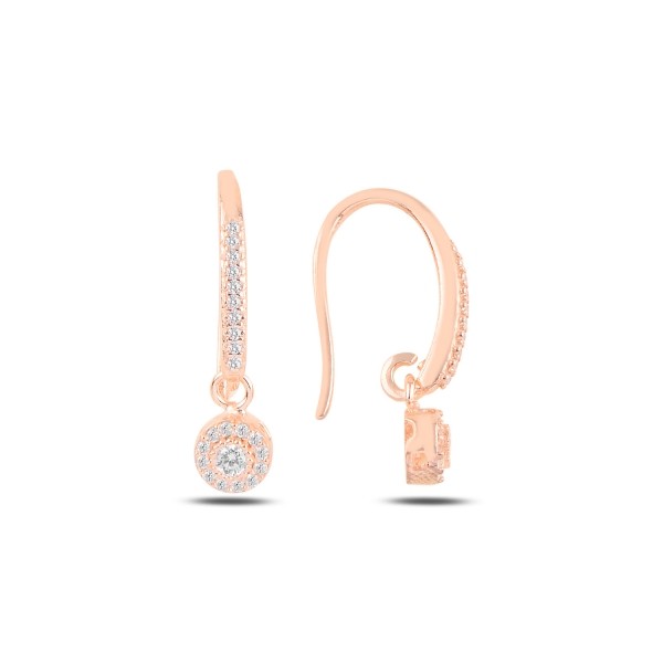 Sterling Silver Rose Gold Plated CZ Drop Earrings