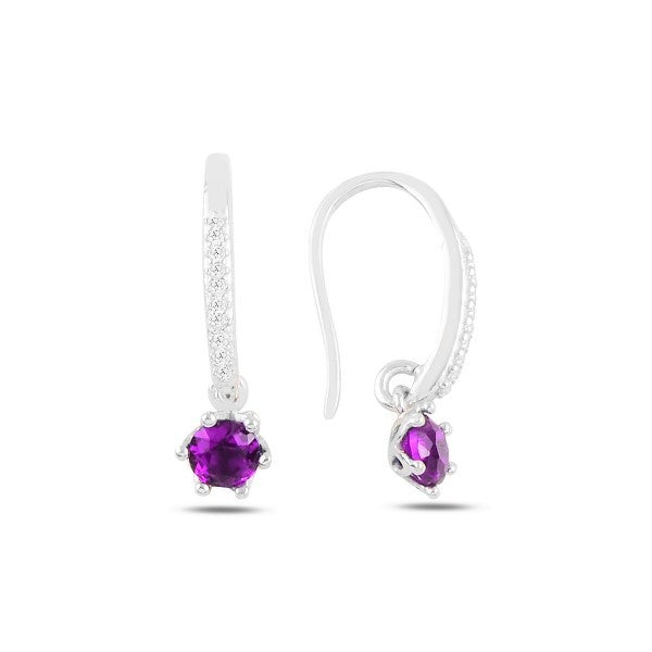 Sterling Silver Rhodium Plated CZ Drop Earrings