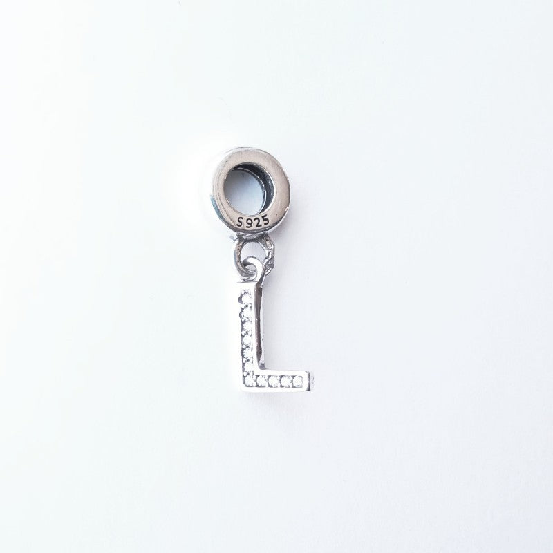 Sterling Silver Rhodium Plated CZ Letter Pendant