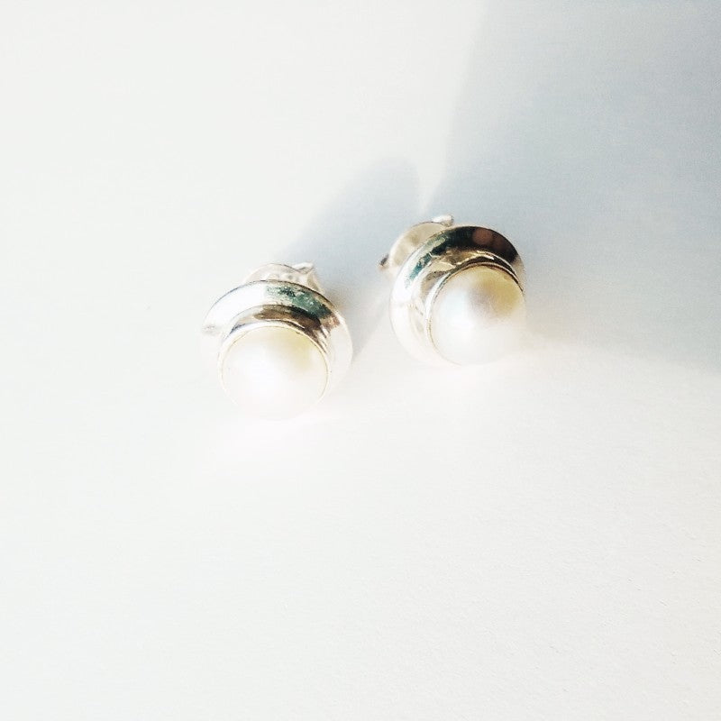 Sterling Silver Pearl Studs