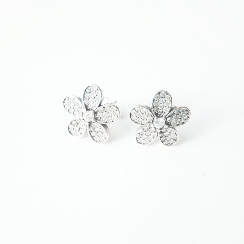 Sterling Silver CZ Flower Studs
