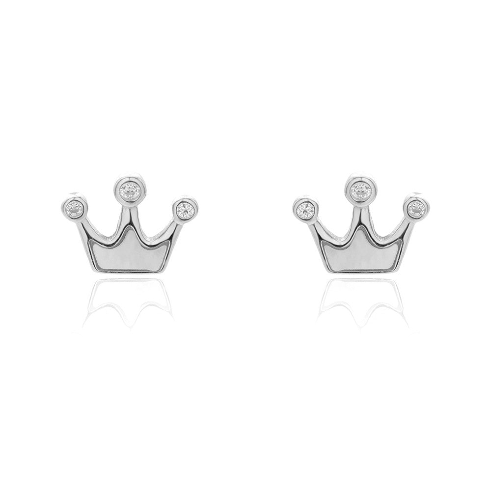 Sterling Silver Nacre Crown Studs