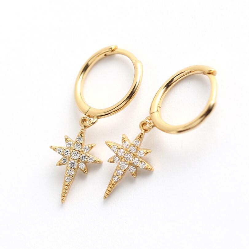 Sterling Silver Hoops with Star Charms