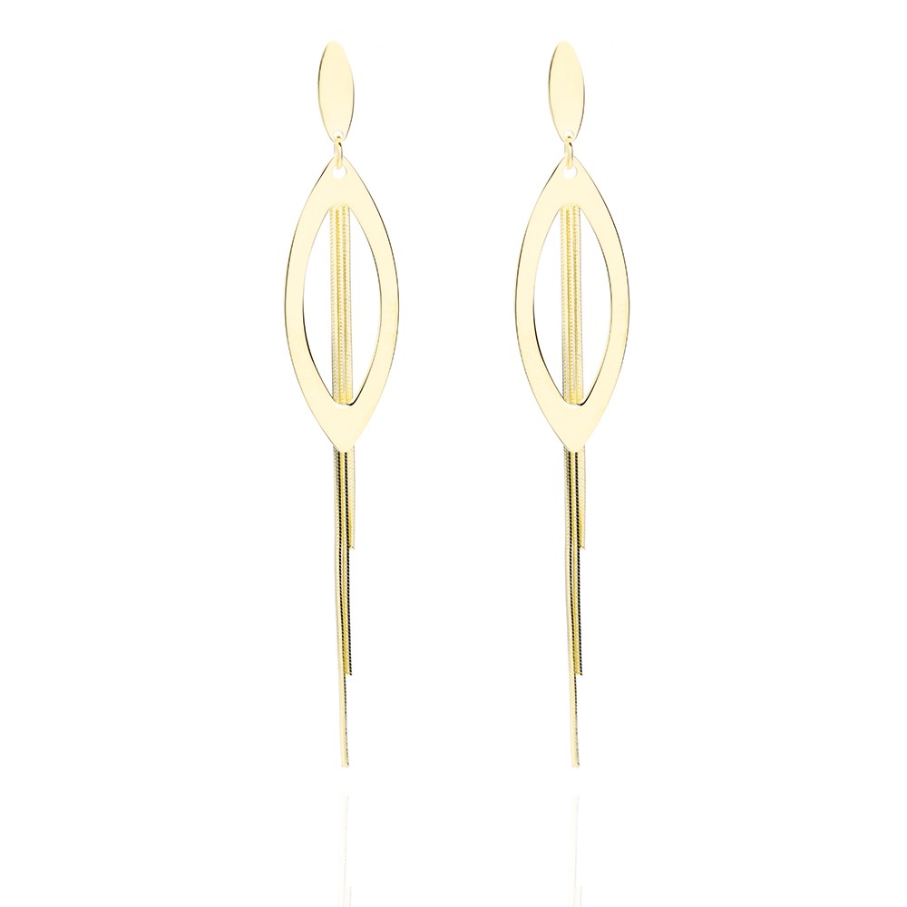 Sterling Silver Gold Plated Chain Drop Earrings