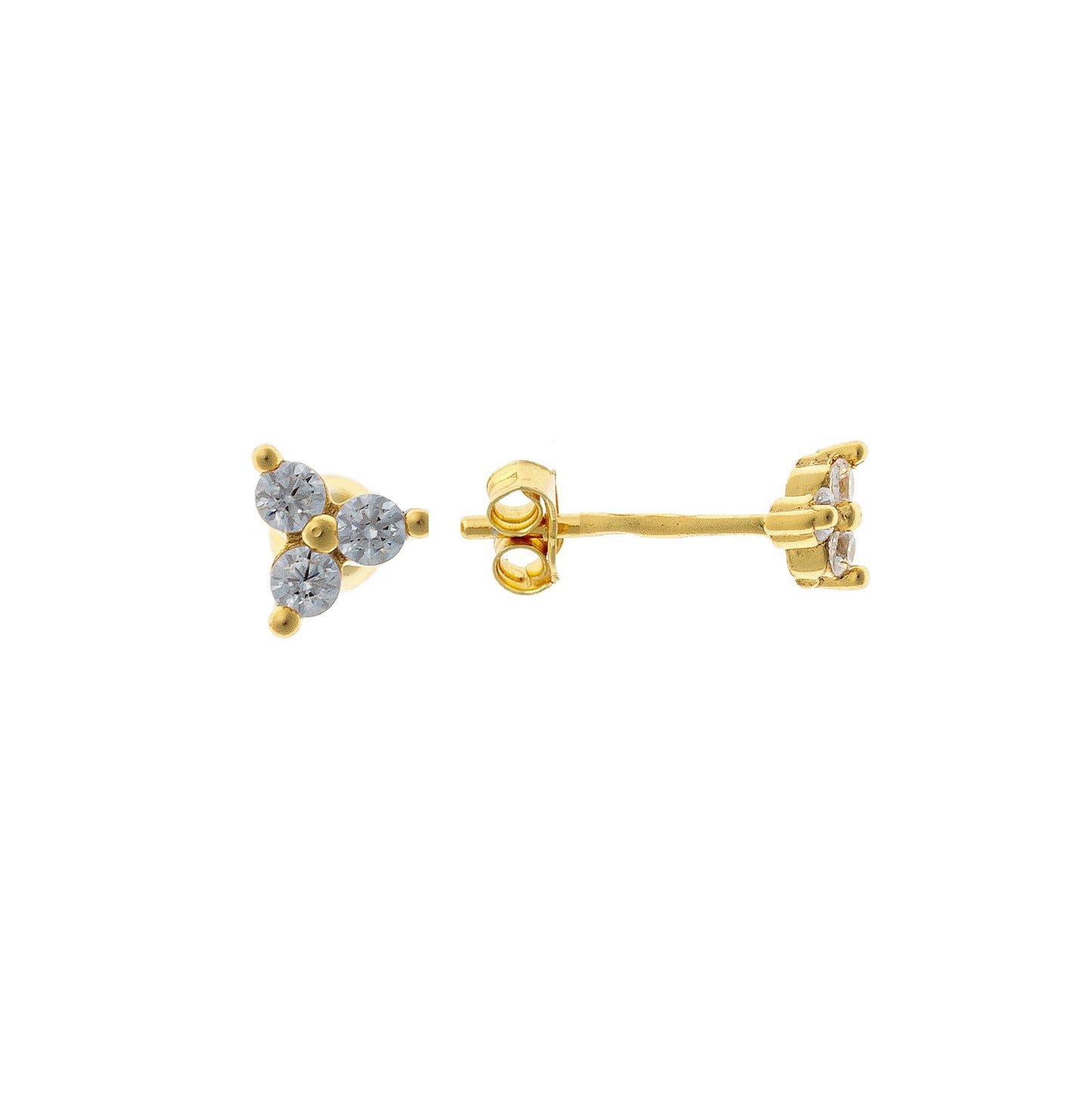 Sterling Silver Rhodium Plated CZ Flower Studs