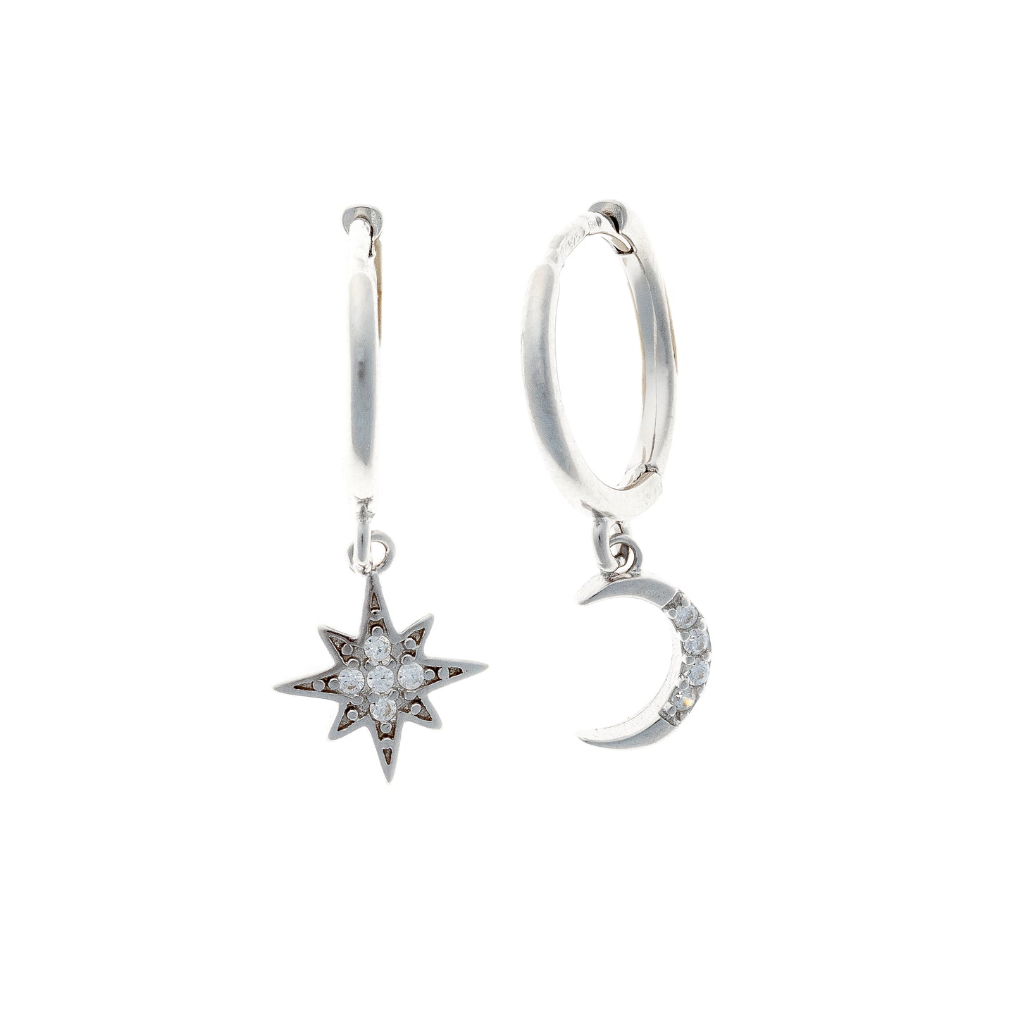 Sidabrinės rodžiuotos rinkutės "Star & Moon"