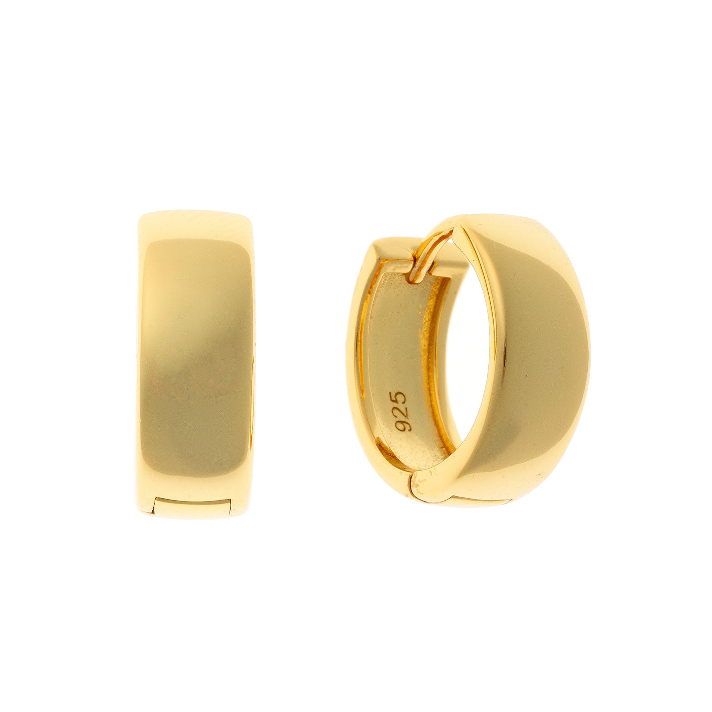 Sterling Silver Gold Plated Wide Hoops