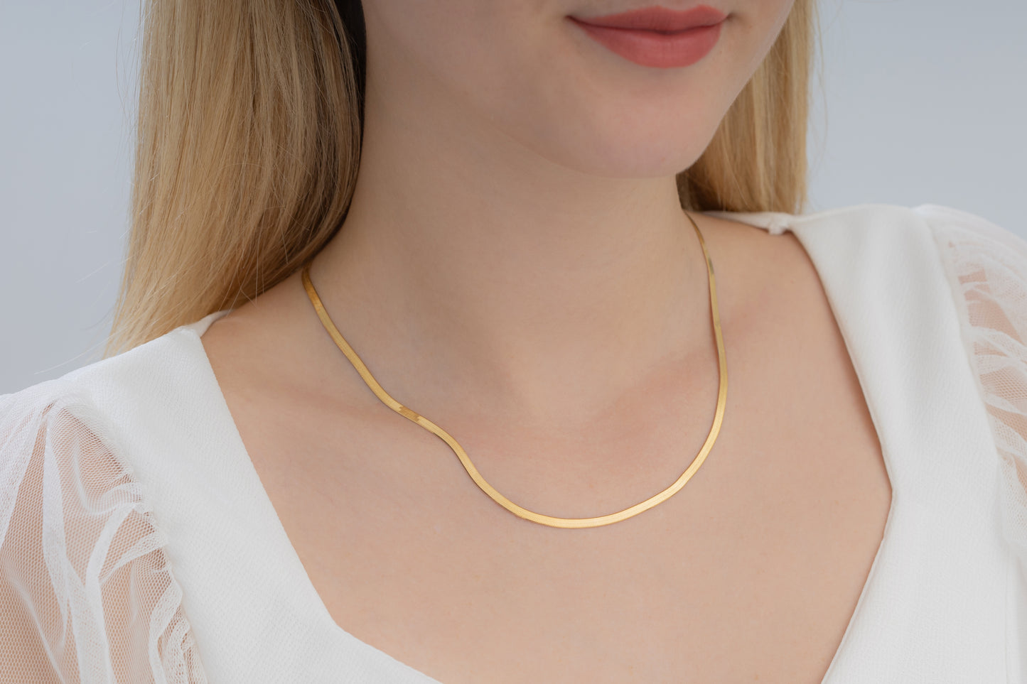 Sterling Silver Gold Plated 3 mm Flat Chain