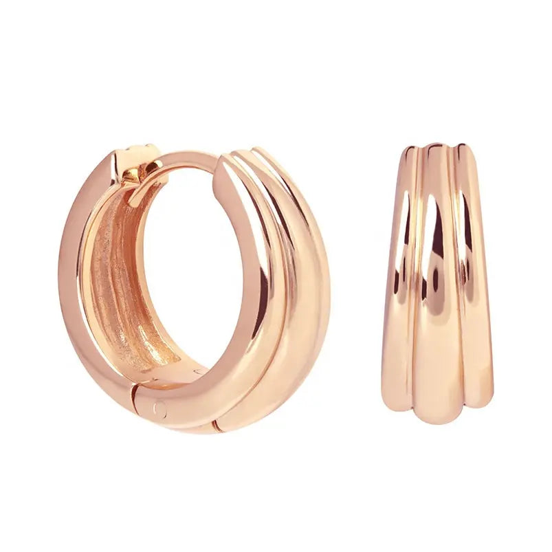 Sterling Silver Rose Gold Plated Hoops
