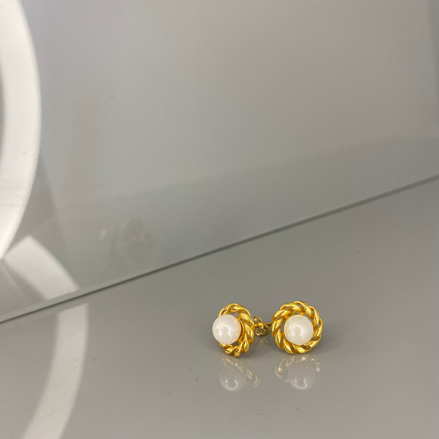 Sterling Silver Gold Plated Pearl Studs