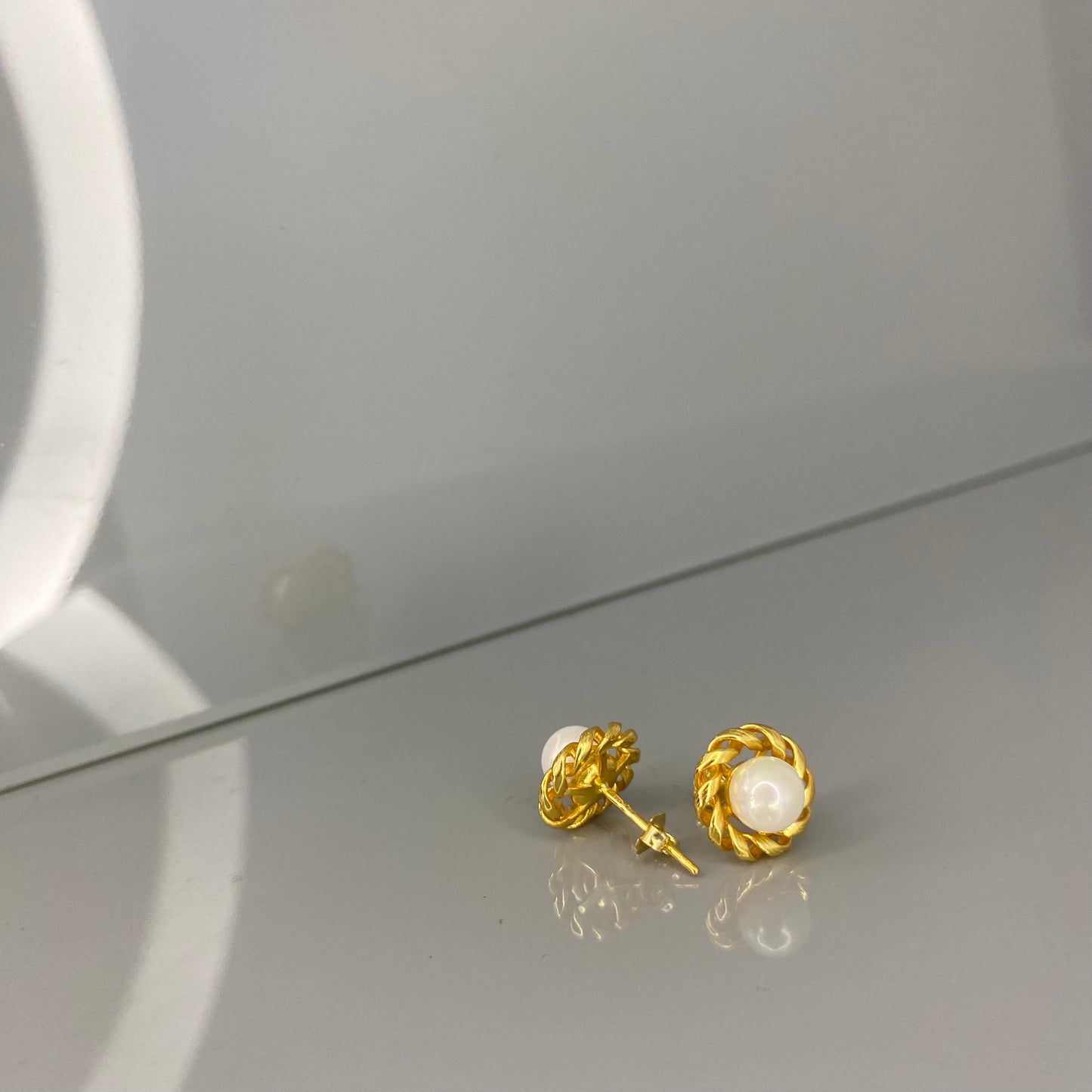 Sterling Silver Gold Plated Pearl Studs