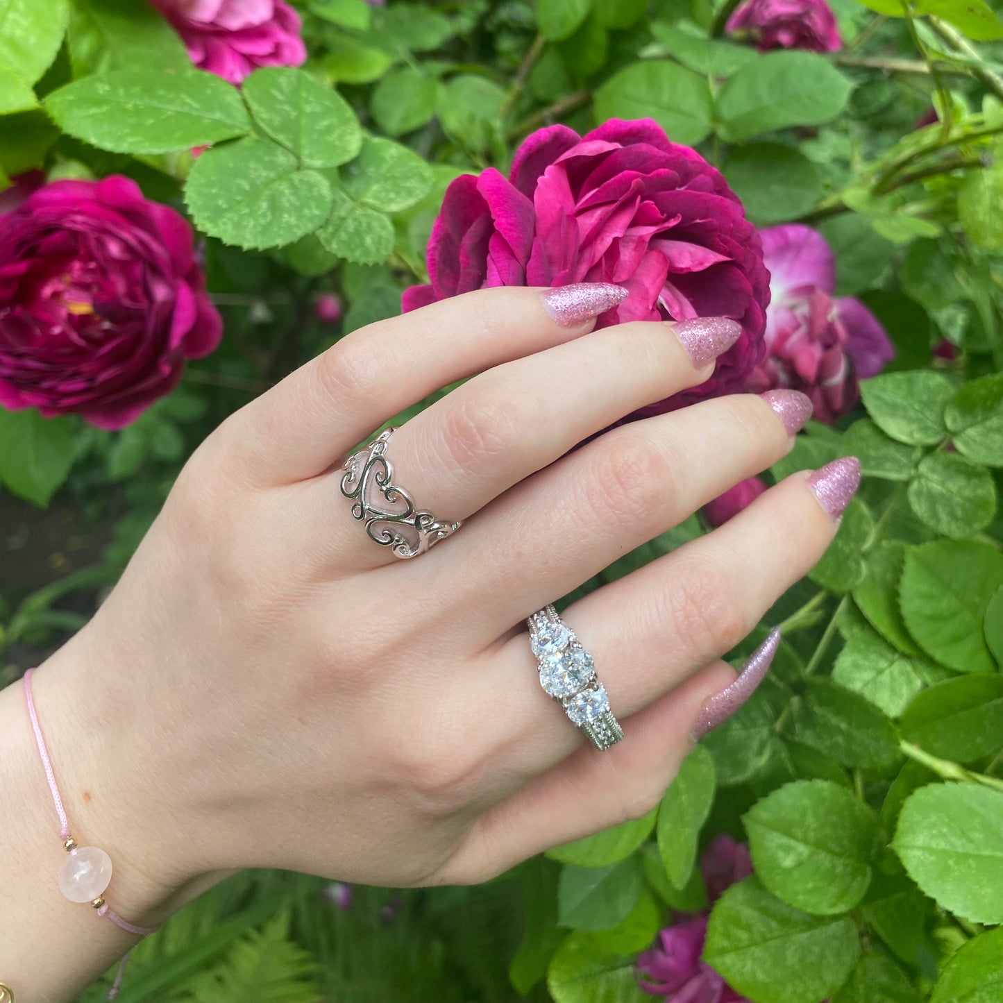 Sterling Silver Rhodium Plated CZ Crystal Ring