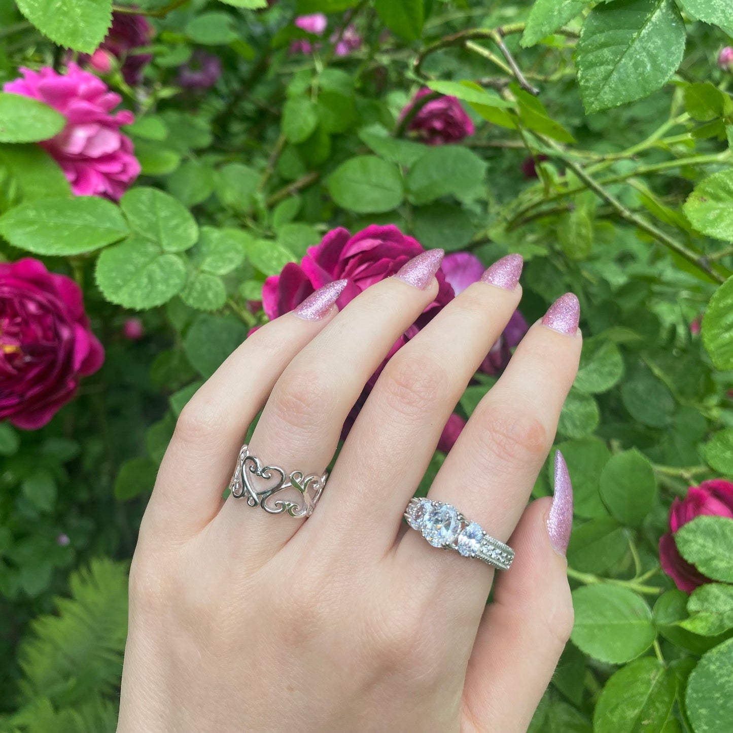 Sterling Silver Rhodium Plated CZ Crystal Ring