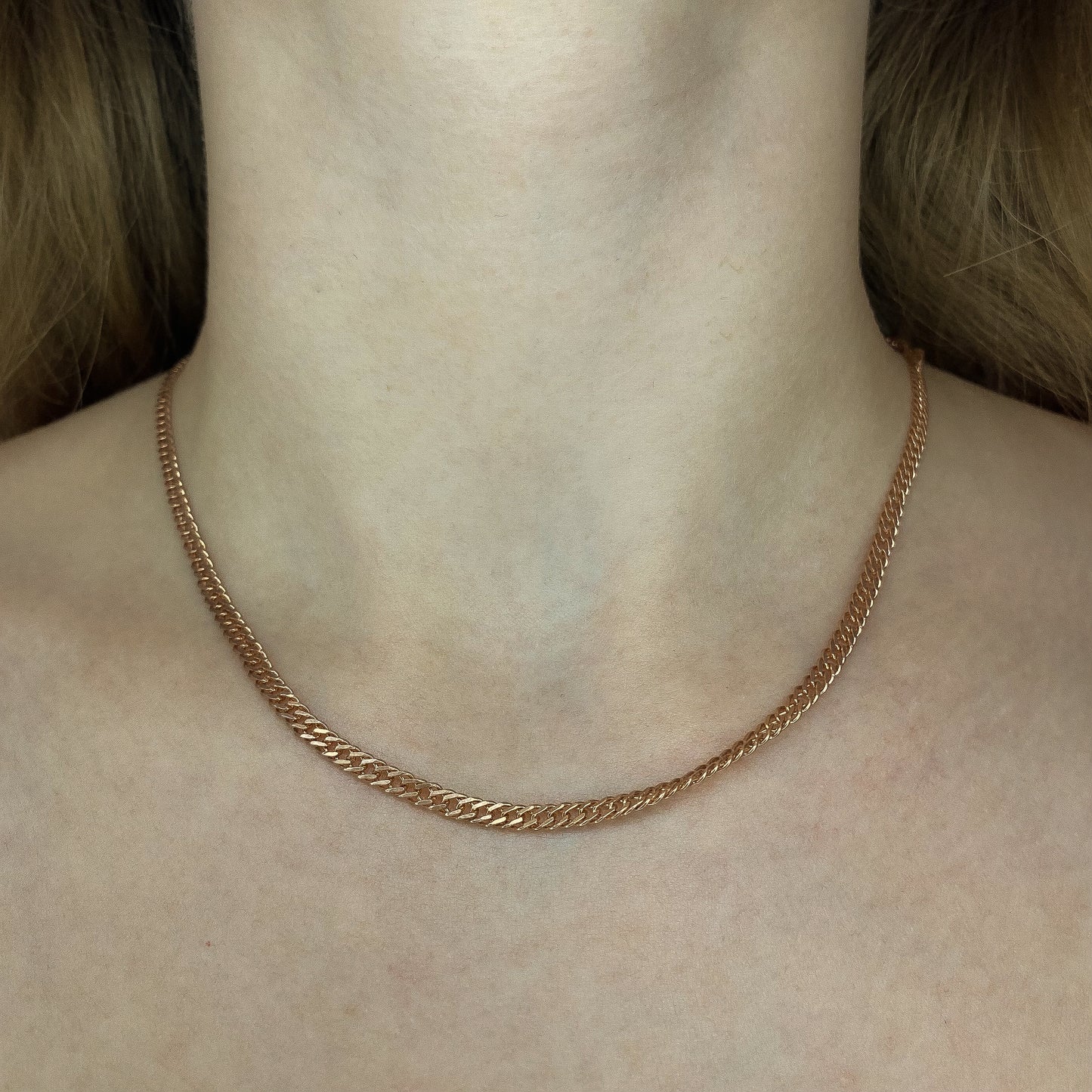 Sterling Silver Rose Gold Plated 3.2 mm Rombo Chain