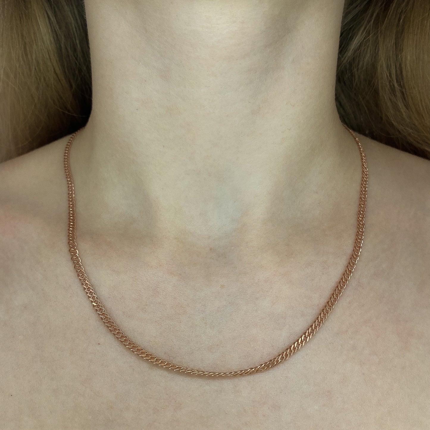Sterling Silver Rose Gold Plated 2.8 mm Rombo Chain