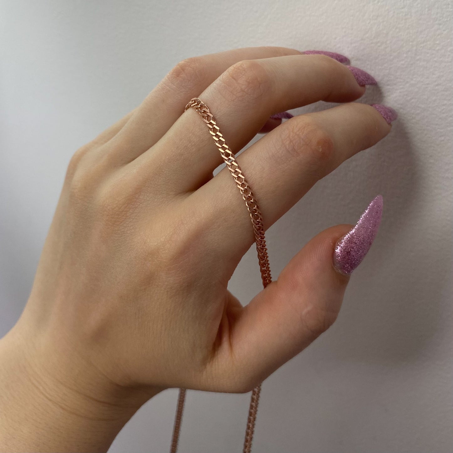 Sterling Silver Rose Gold Plated 2.8 mm Rombo Chain