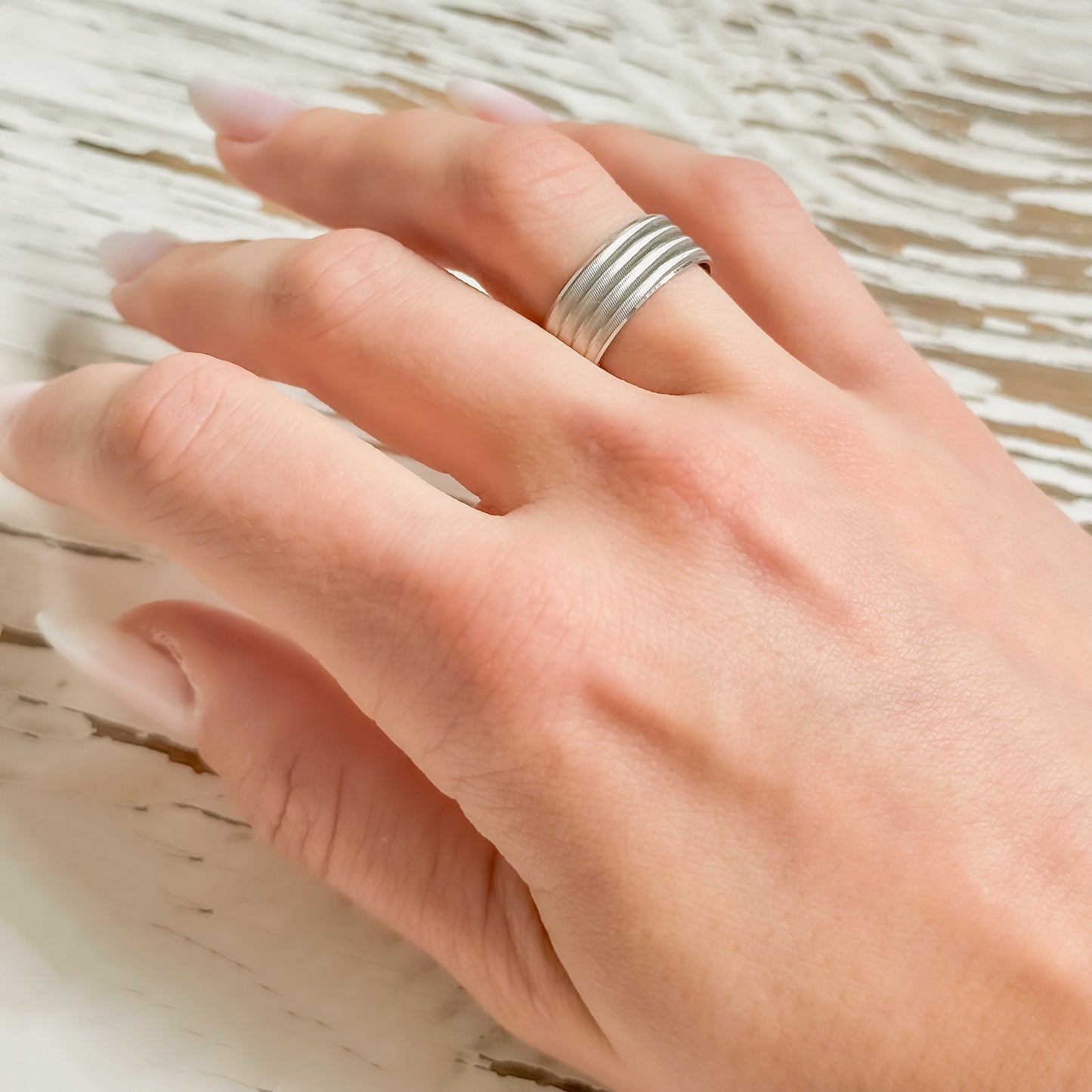 Sterling Silver Rhodium Plated 8 mm Band Ring