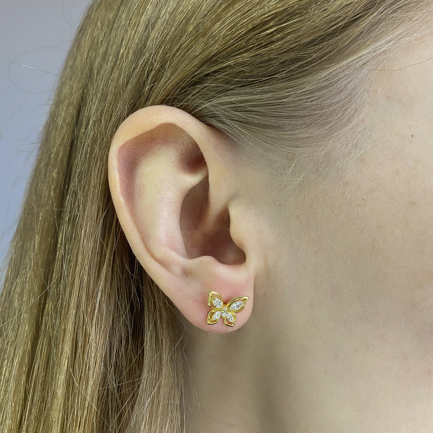 Sterling Silver CZ Butterfly Studs