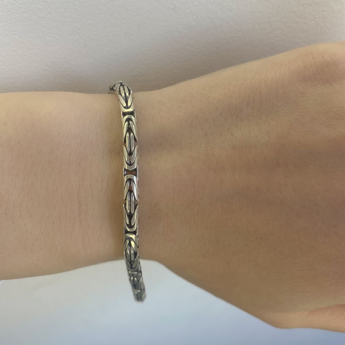 Sterling Silver 4 mm Round King Chain Bracelet