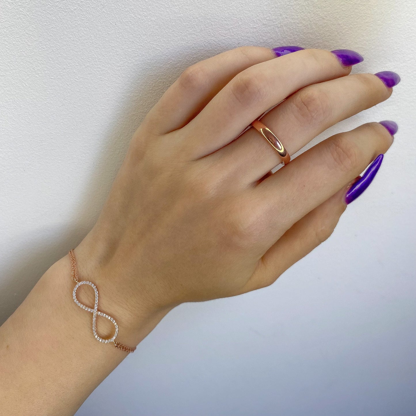 Sterling Silver Rhodium Plated CZ Infinity Bracelet