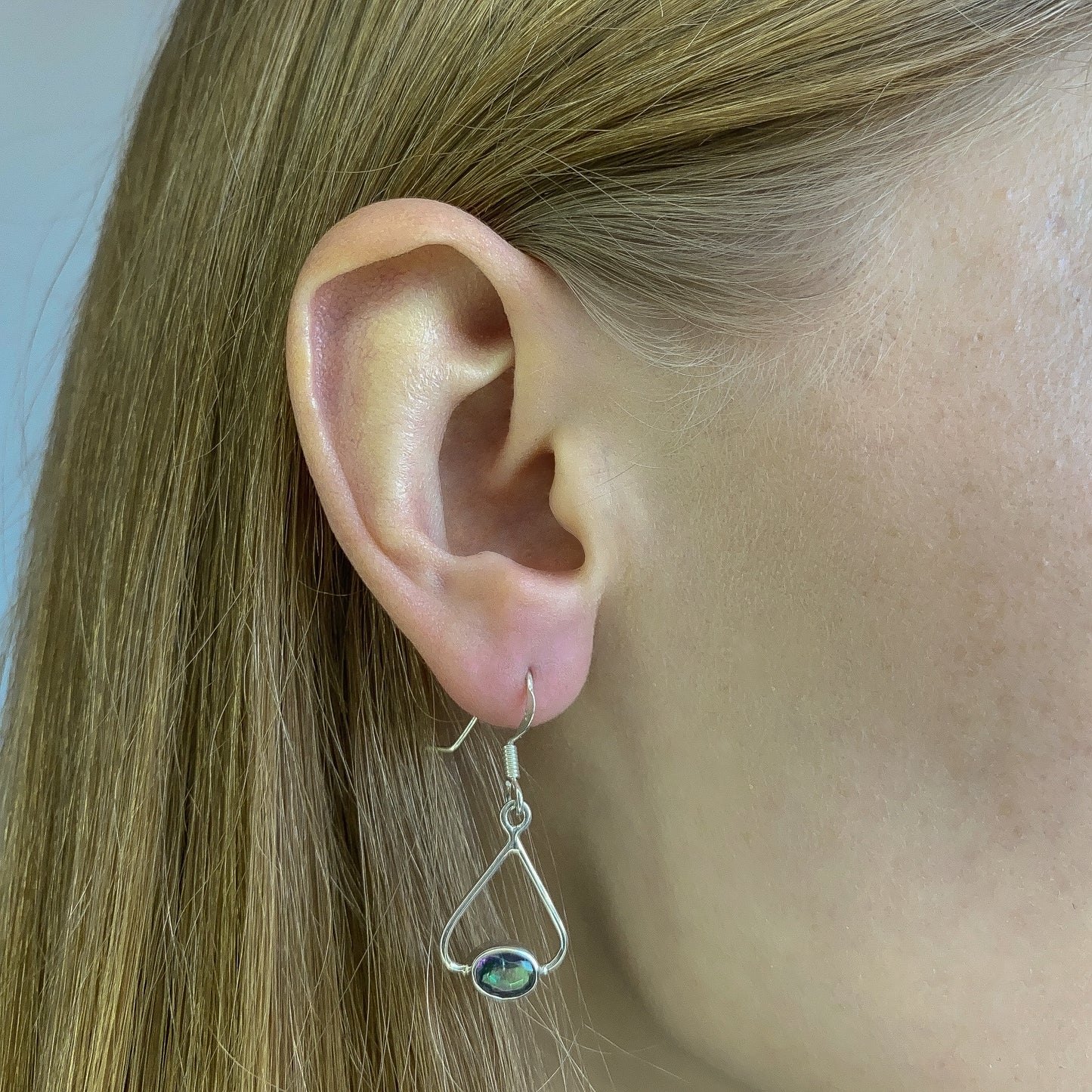 Sterling Silver Oval Mystic Topaz Drop Earrings