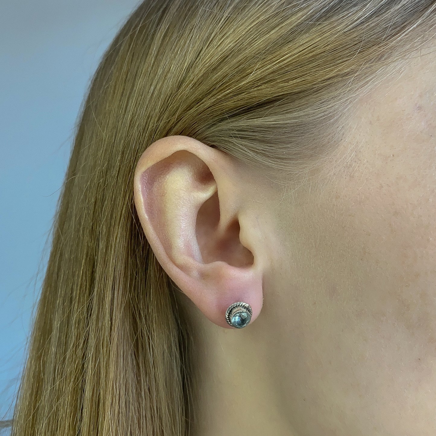 Sterling Silver Round Blue Topaz Studs