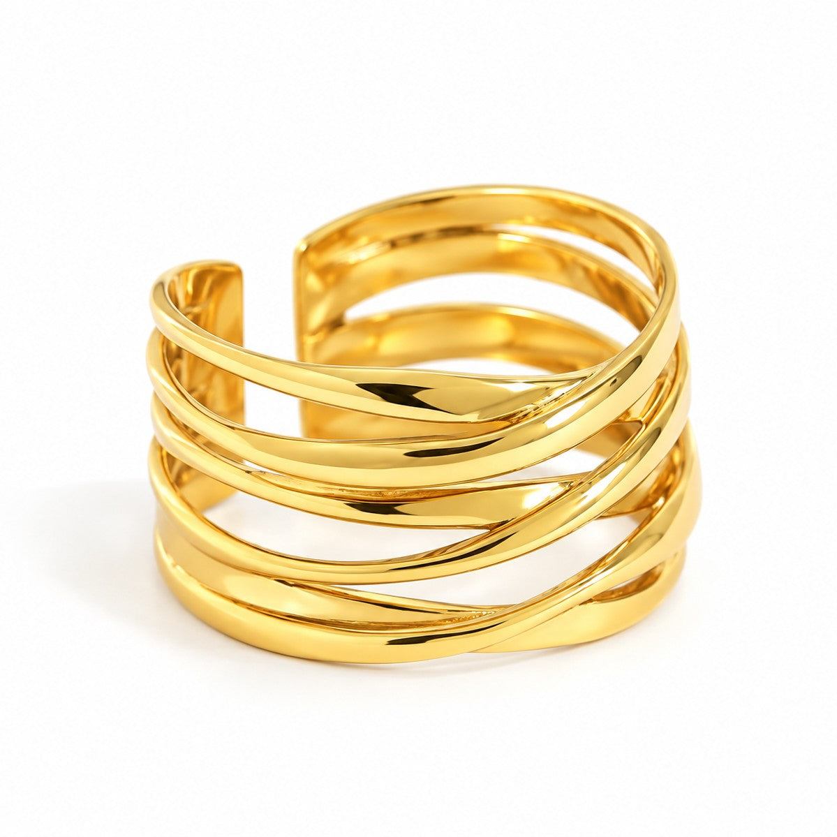 Sterling Silver Gold Plated Wide Ring