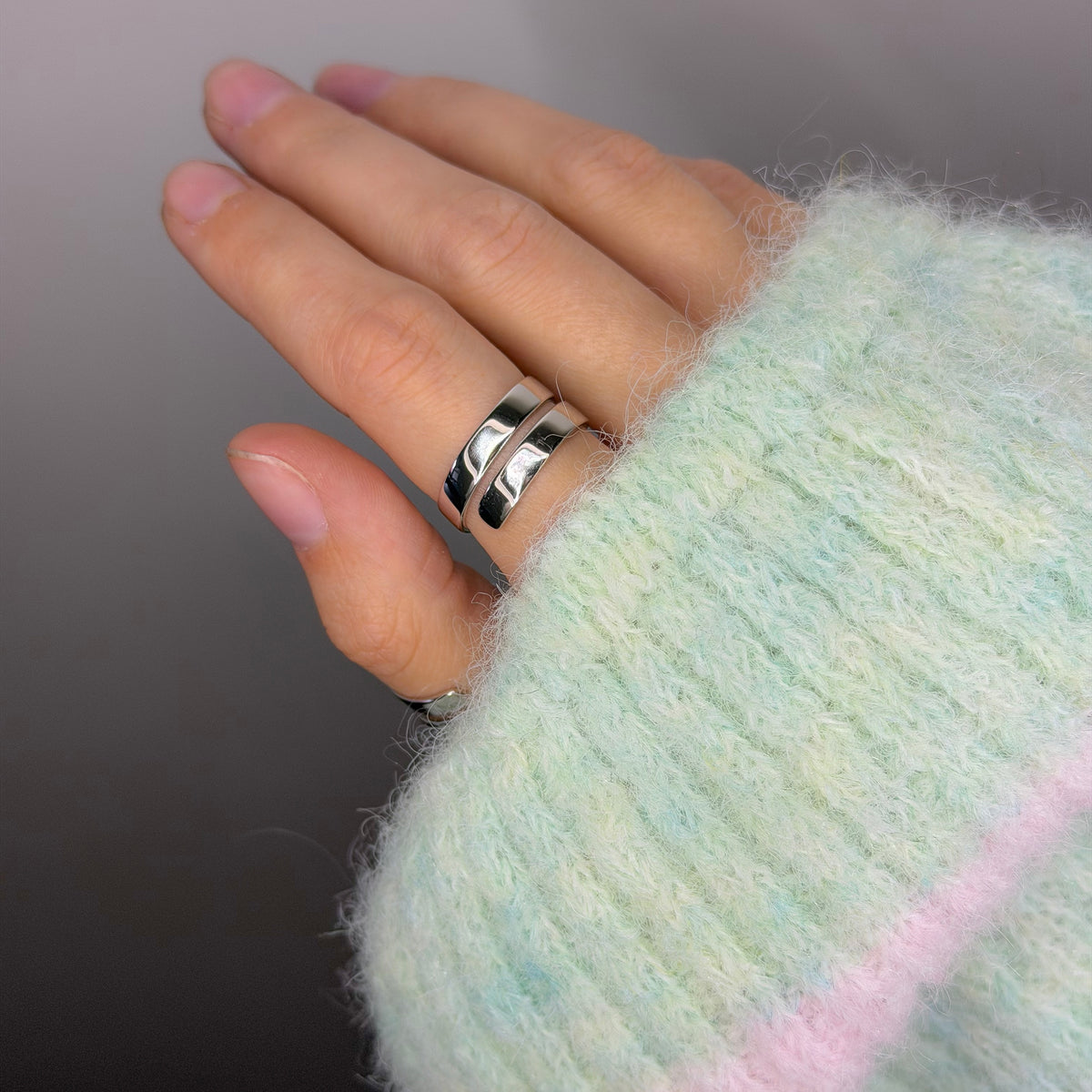 Sterling Silver Rhodium Plated Wide Ring