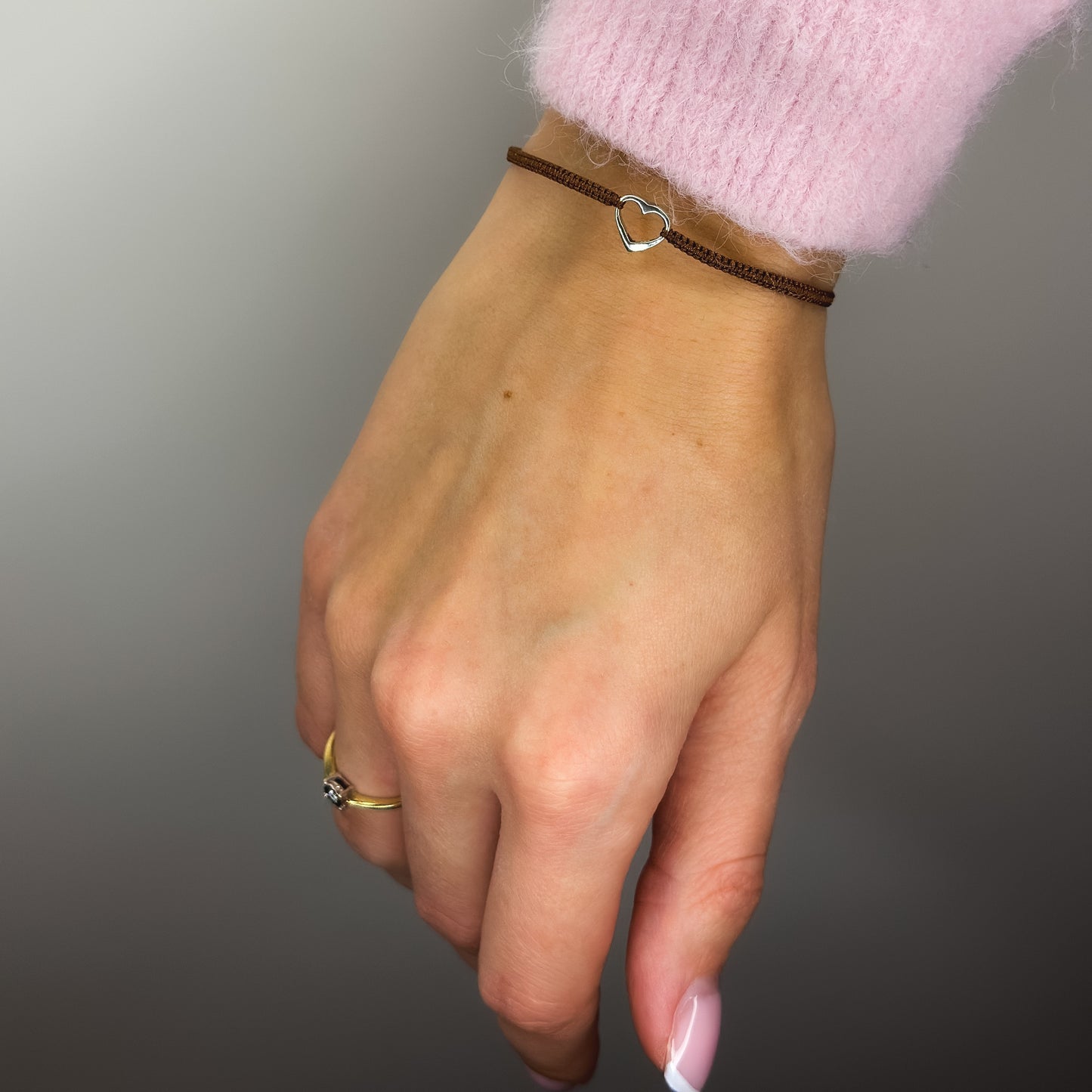 Various Colours Thread Bracelet with Sterling Silver Heart