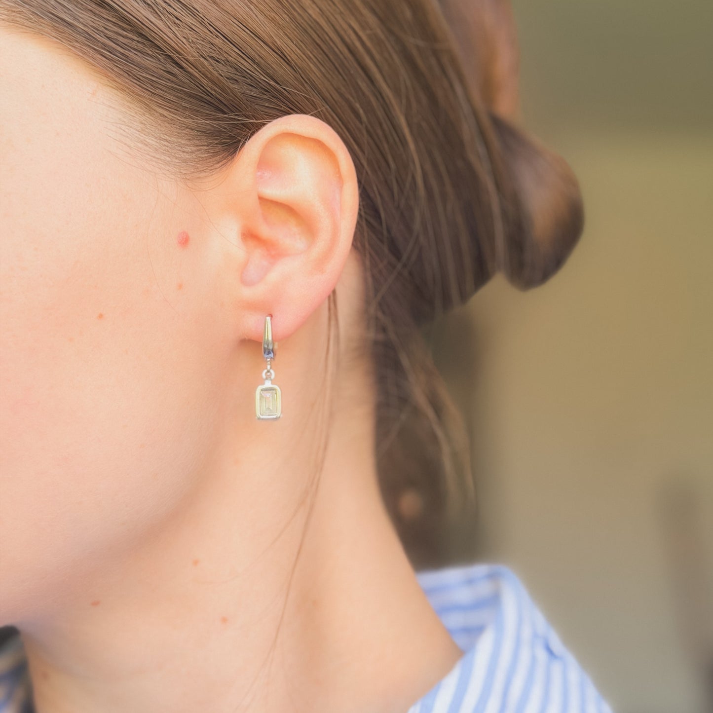 Sterling Silver Rhodium Plated English Lock Earrings