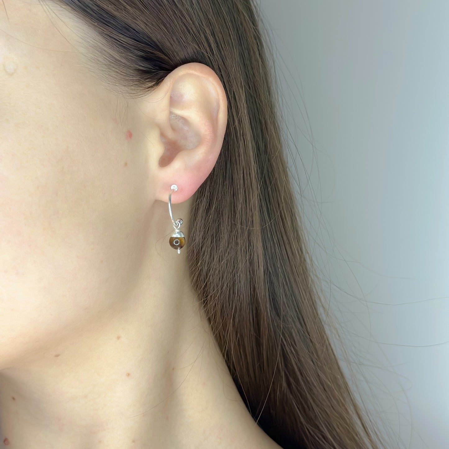 Tigro akis ¦ sidabriniai auskarai su tigro akies akmeniu