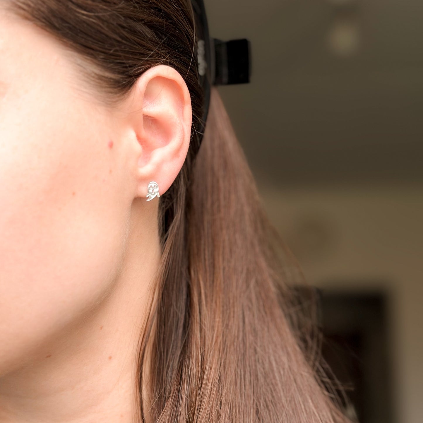 Sterling Silver Ghost Stud Earrings