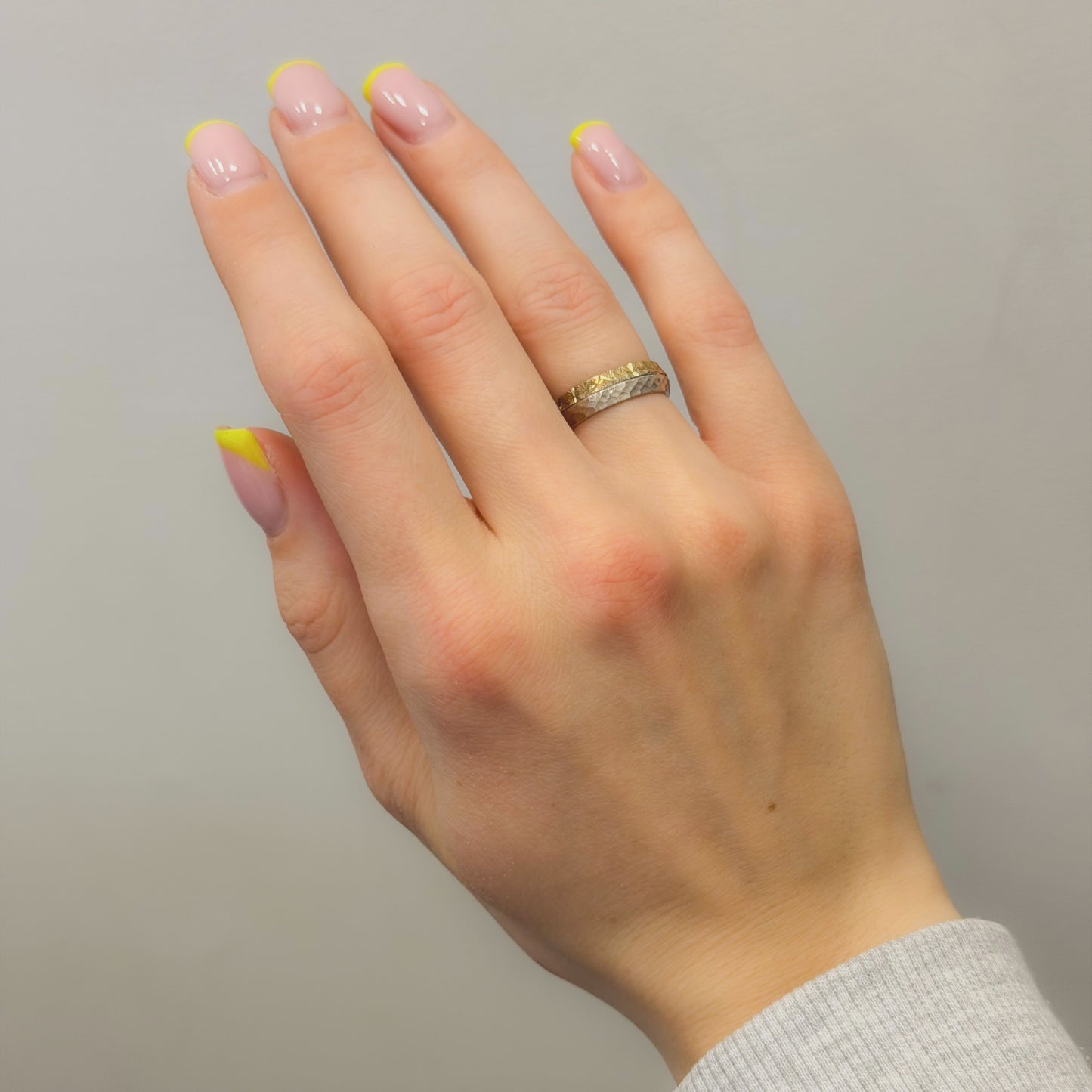 Sterling Silver Rhodium & Gold Plated Band Ring