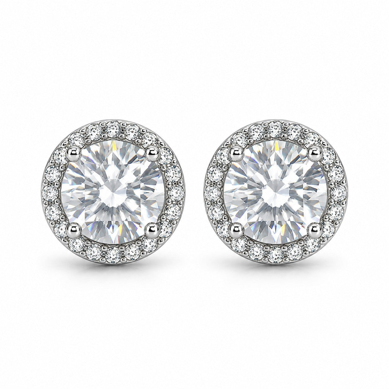 Sterling Silver Rhodium Plated CZ Crystal Studs