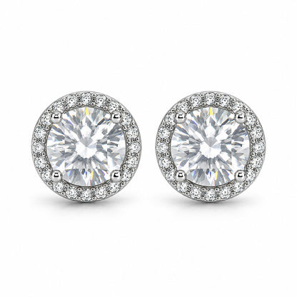 Sterling Silver Rhodium Plated CZ Crystal Studs
