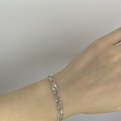 Sterling Silver 6 mm Rombo Chain Bracelet