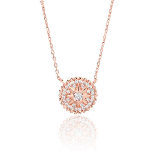 Sterling Silver Rose Gold Plated CZ Necklace