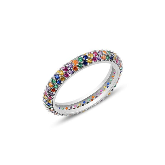 Silver Rhodium Plated 4 mm CZ Band Ring