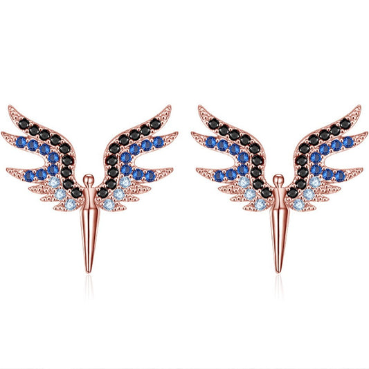 Sterling Silver Rose Gold Plated CZ Studs