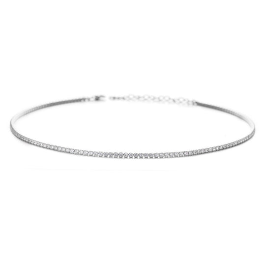 Sterling Silver Rhodium Plated CZ Tennis Necklace