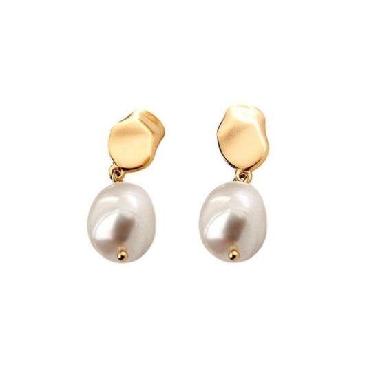 Sterling Silver Gold Plated Pearl Drop Earrings