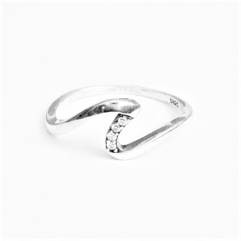 Sterling Silver CZ Wave Ring