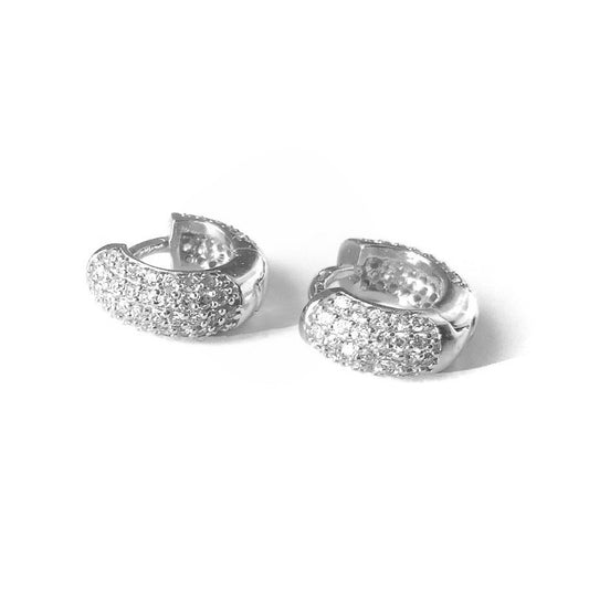 Sterling Silver Rhodium Plated 12 mm CZ Hoops