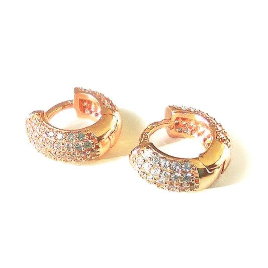 Sterling Silver Rose Gold Plated 12 mm CZ Hoops
