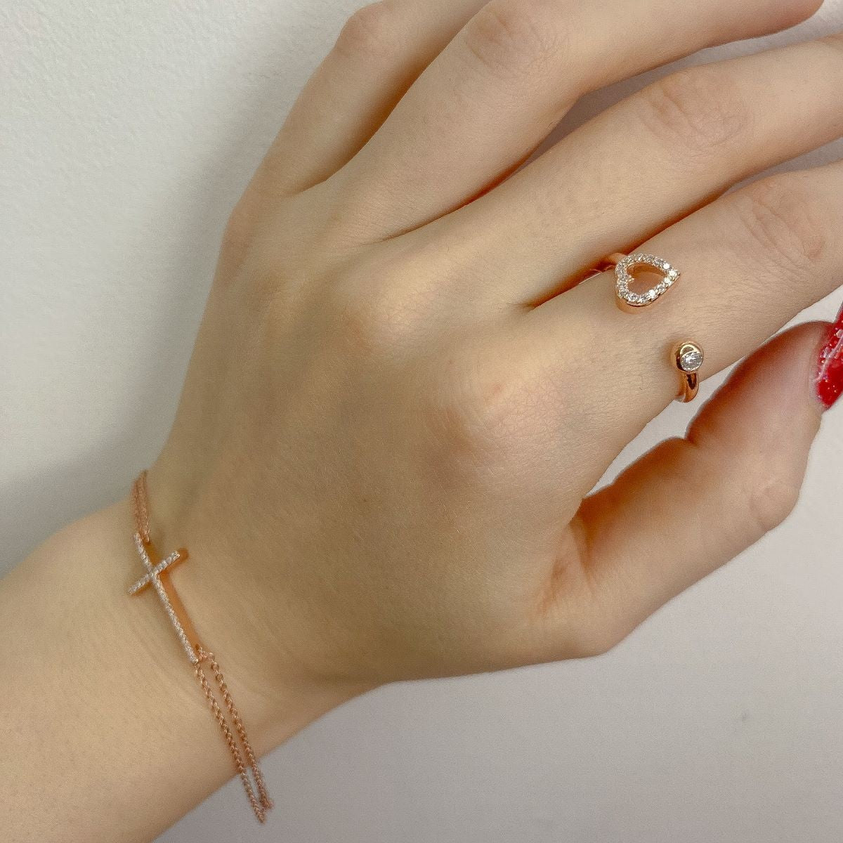 Sterling Silver Rose Gold Plated CZ Heart Ring