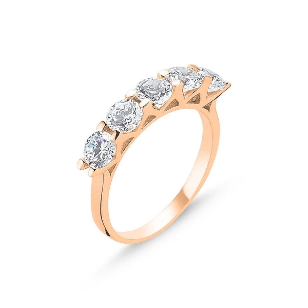 Sterling Silver Rose Gold Plated CZ Ring