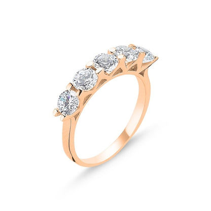 Sterling Silver Rose Gold Plated CZ Ring