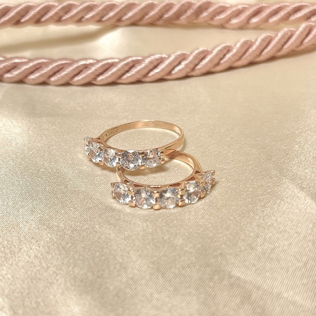 Sterling Silver Rose Gold Plated CZ Ring