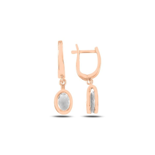 Sterling Silver Rose Gold Plated English Lock Earrings